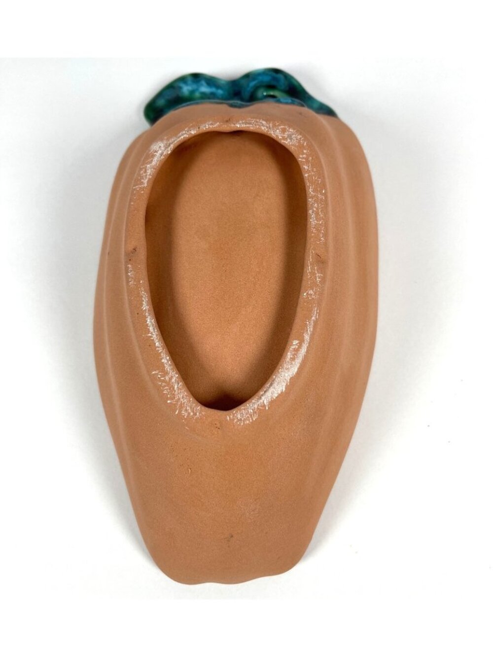Vintage Ceramic Terracotta Bowl Handcrafted Green Glaze Southwest Chili Pepper - Picture 7 of 11